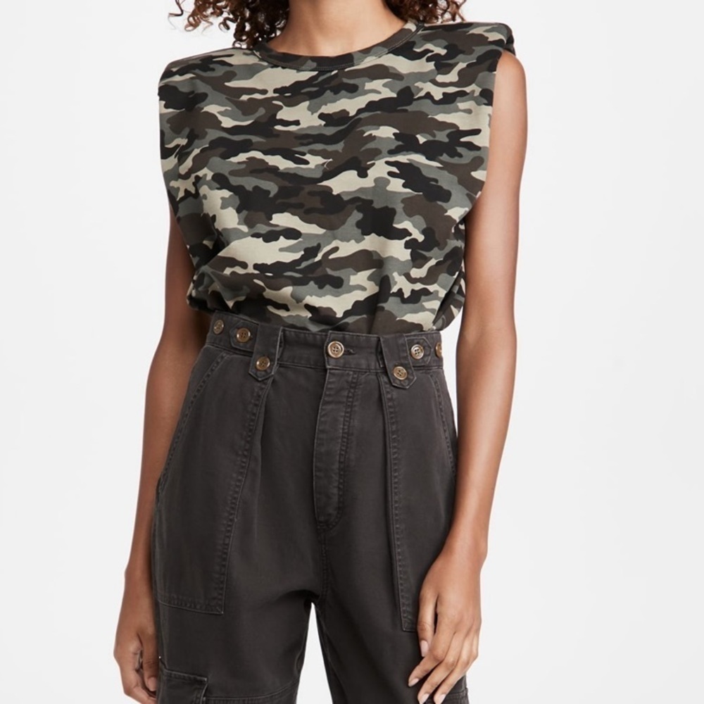 NWT Endless Rose Shopbop Revolve Camo Print Padded Shoulder Sleeveless Top